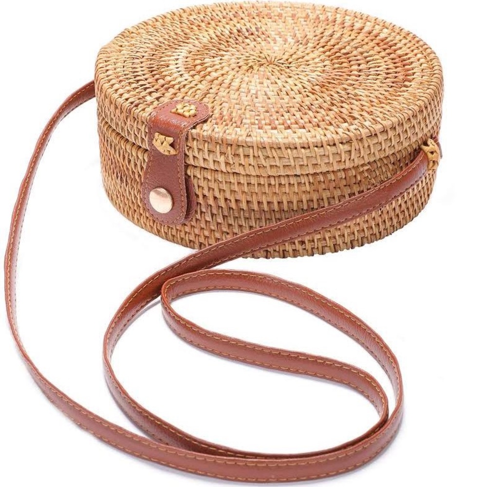 Handwoven Round Rattan Bag Shoulder